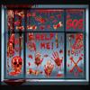 Halloween Window Clings Set Scary Bloody Handprint Sticker 3D Skeleton Head Horror Party Decor