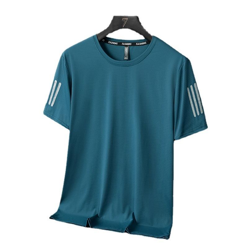 Men's Summer T-Shirt Solid Color Sports Round Neck Short-Sleeve Shirt Comfortable Casual Breathable Quick-Dry Tee