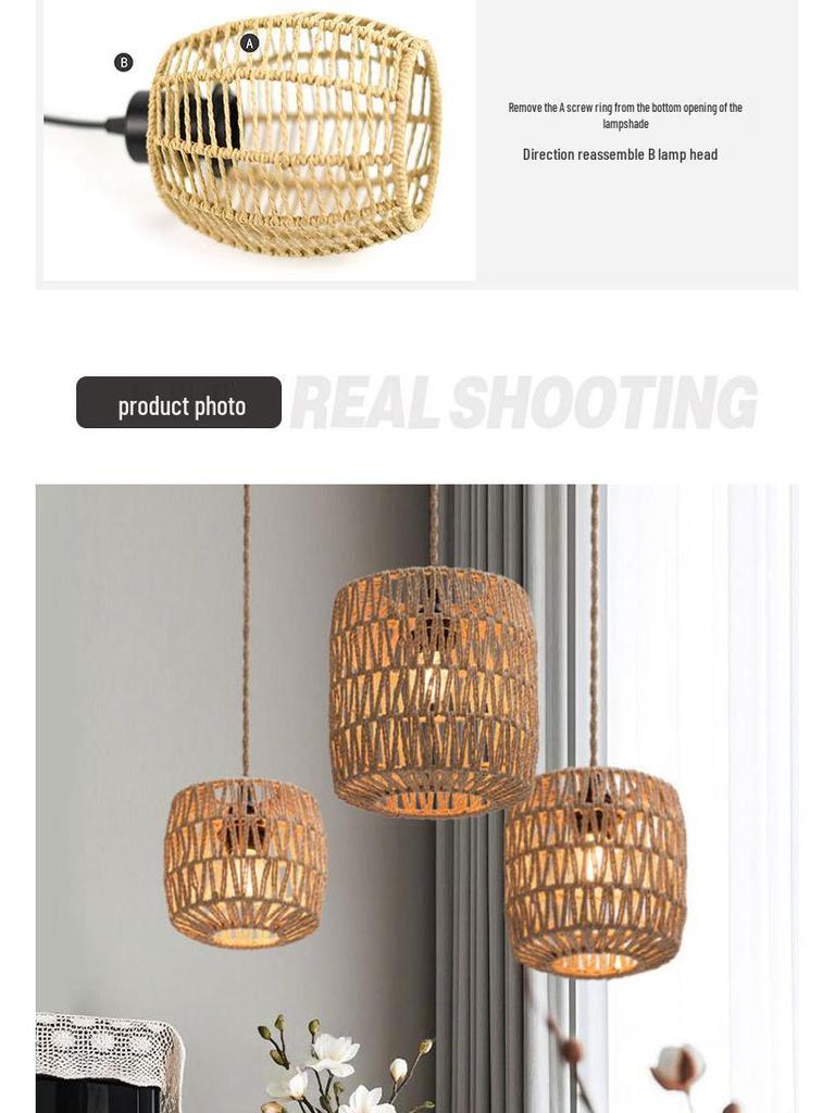 Handmade Woven Pendant Lampshades for Restaurants and Homestays