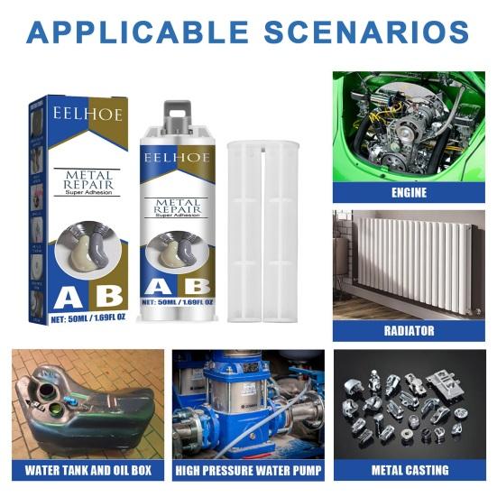 Клей для ремонта металла Быстросохнущий Сильная липкость Жаростойкий Устойчивый к старению Водонепроницаемый клей AB для металла Чугунный клей