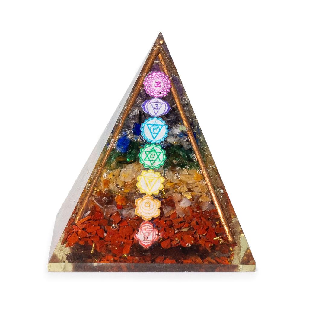 Med Orgonite Pyramids 7x6cm – Copper Bars – 7 Chakra Chips