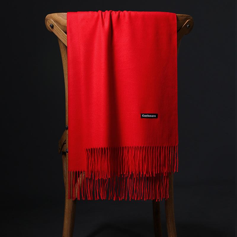 Spring And Autumn Winter New Scarf Women'S Tassel Imitation Cashmere Versatile Solid Color Scarf Dual Purpose Student Long Style Thickened