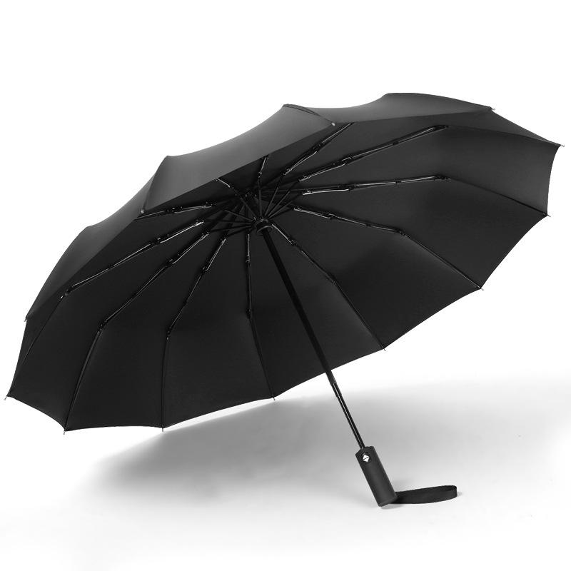 Automatic Folding Umbrella Sunscreen Umbrella Business Umbrella Men's Twelve-bone Three-fold Double Umbrella Weather and Rain Umbrella