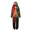 Christmas Print Family Matching Hooded Long Sleeved Zippered Jumpsuit Set
