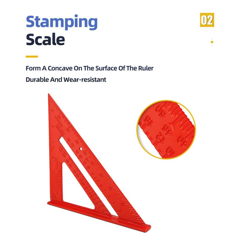 Triangular Ruler 7 Inch Aluminium Alloy Woodworking Set Square Measuring Tools Carpentry Gauges Angle Protractor Triangle Ruler