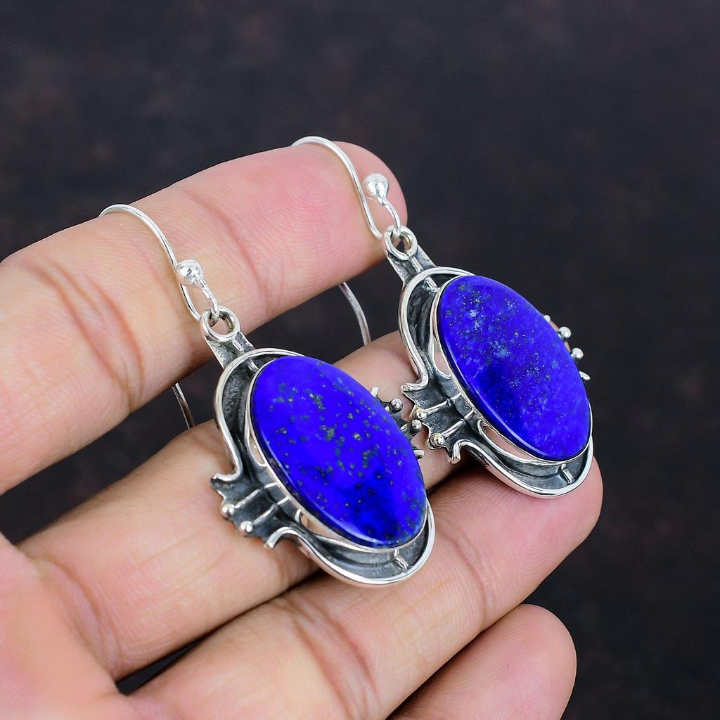 Lapis Lazuli Earrings Genuine Gemstone Earring Handmade Jewelry 925 Sterling Silver Earring Very Pretty Dangle Drop Earring Gifts For Mother