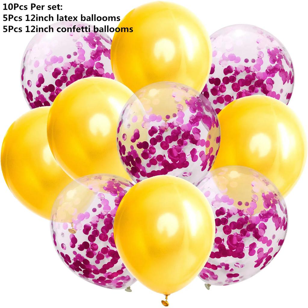 10/14 шт. Микс из розовых розовых шаров, сердечек, звезд, розового золота, конфетти, шары для украшения дня рождения, детей, взрослых, воздушные шары, свадебные шары