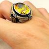 Мужское серебряное кольцо с желтым цитрином, кольцо с двуглавым орлом, турецкое серебряное кольцо ручной работы, серебро 925 пробы