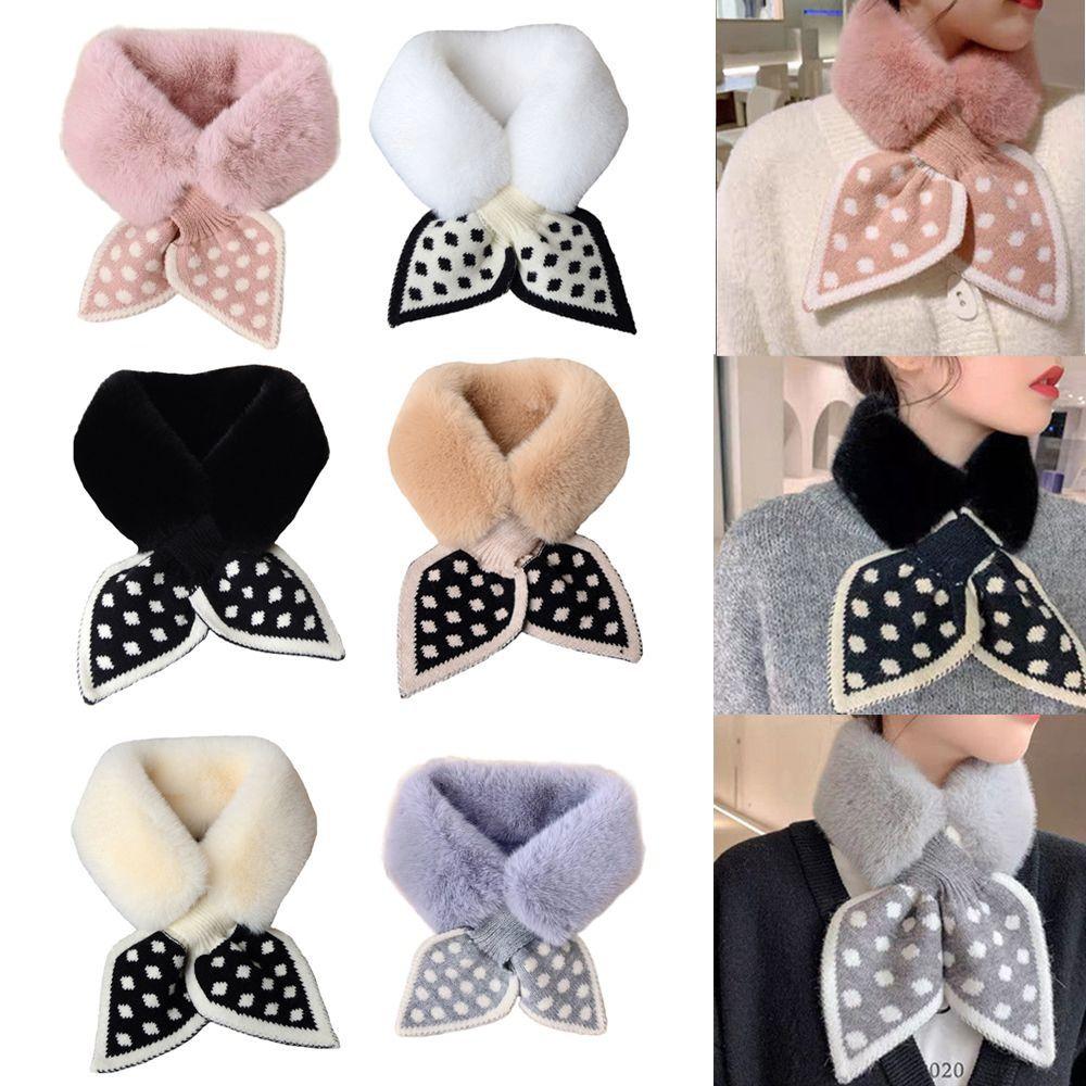 Fashion Shawl Thicken Plush Scarfs Warm Bib Neckerchief Cross Scarf