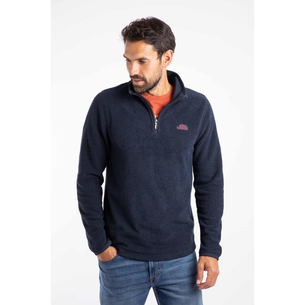 Weird Fish Mens Errill Textured Quarter Zip Fleece Top
