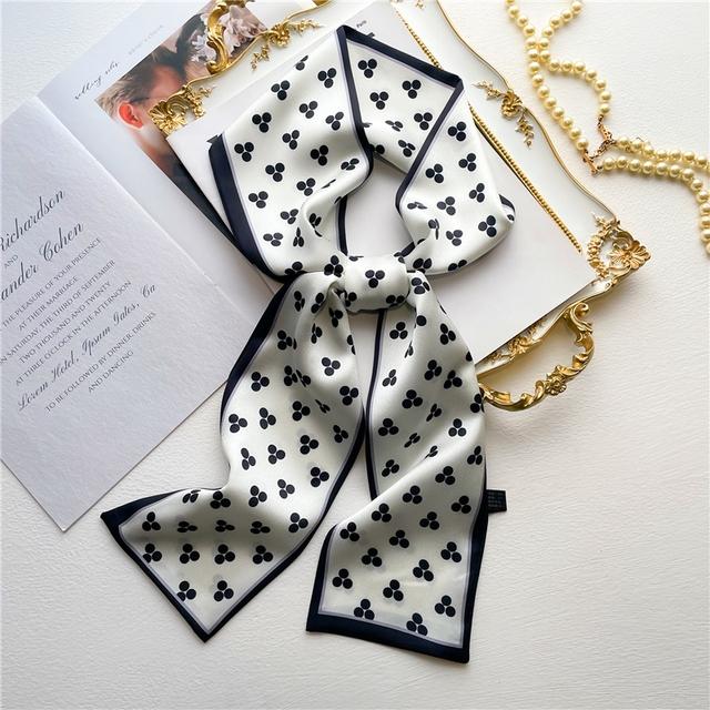 Silk Ribbon Scarf Satin Headkerchief Luxury Long Hair Hand Design Fashion Print Wrist Foulard Bandana Neck Tie Scarves