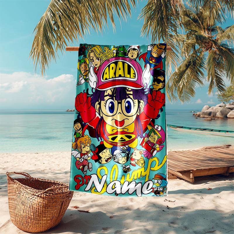 Personalized customized proof beach towel with Arale Norimaki pattern - soft, absorbent, quick-drying, perfect swimming, camping&bathing