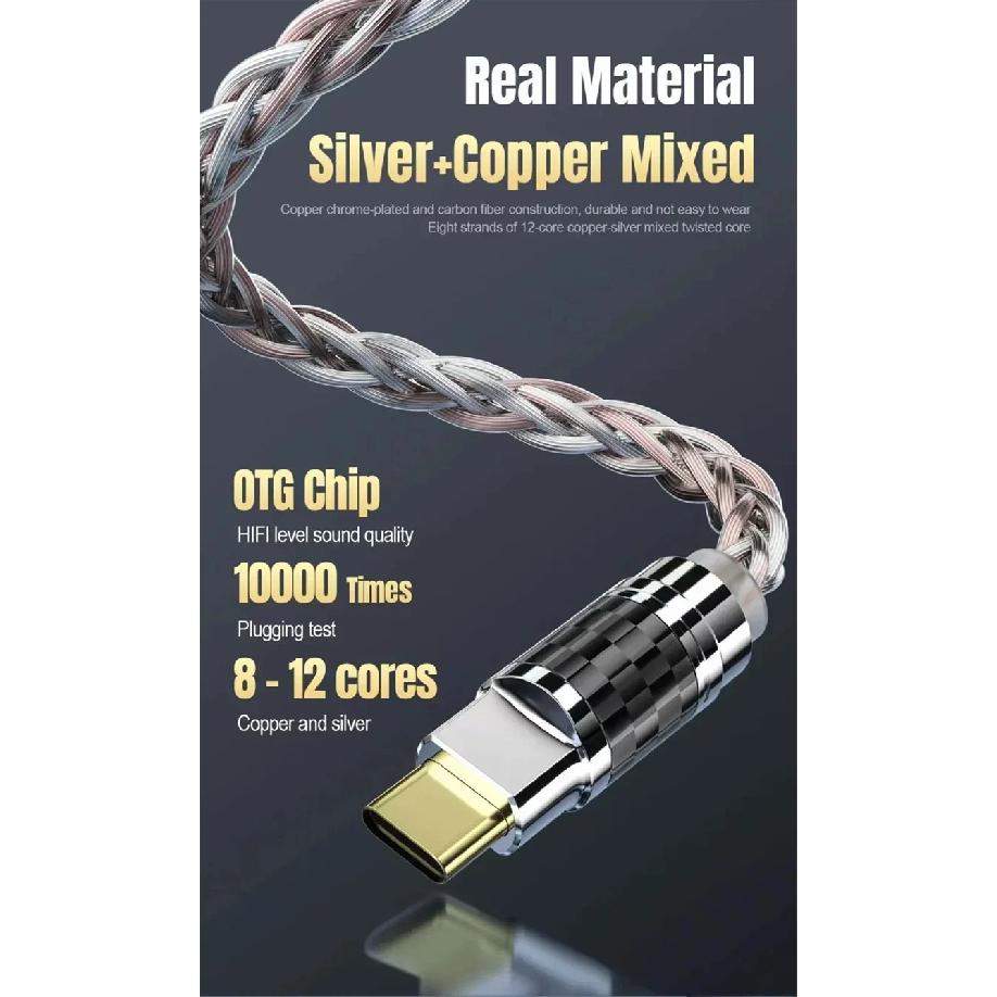 OTG Type C Micro USB Headphone Audio Cables Hifi Adapter 4N Pure Silver Wire Amplifier Sound Card USB C Data Cable Converters