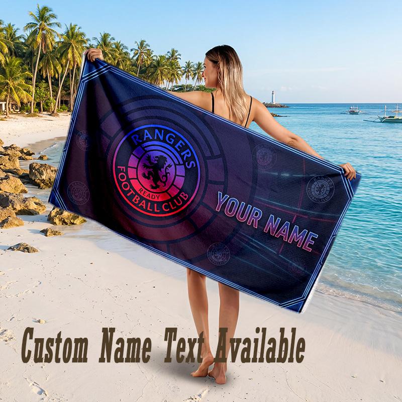 Rangers FC Design Beach Towel Custom Text Large Towel for Beach Vacation