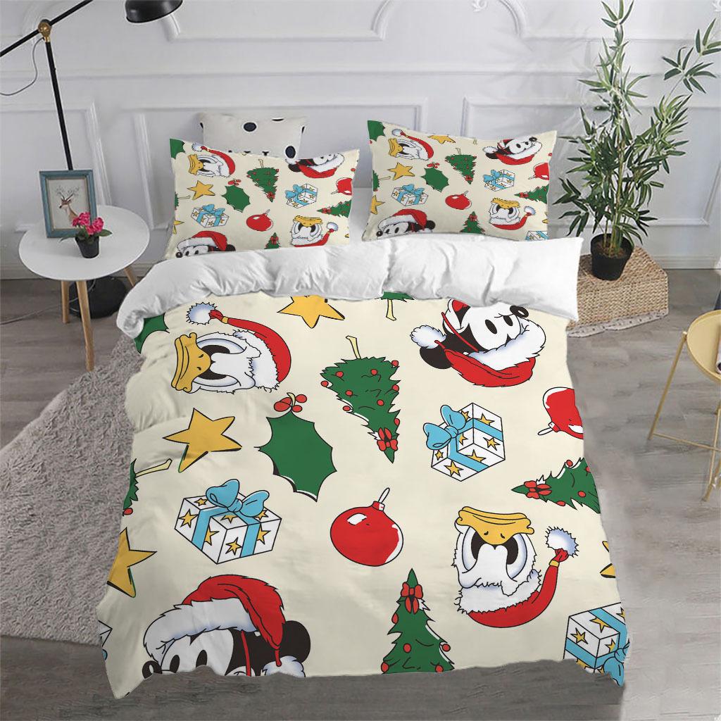 Santa Claus Merry Christmas Duvet Cover Set for Kids Christmas Gift King Queen Size Polyester Comforter Cover with Pillowcases