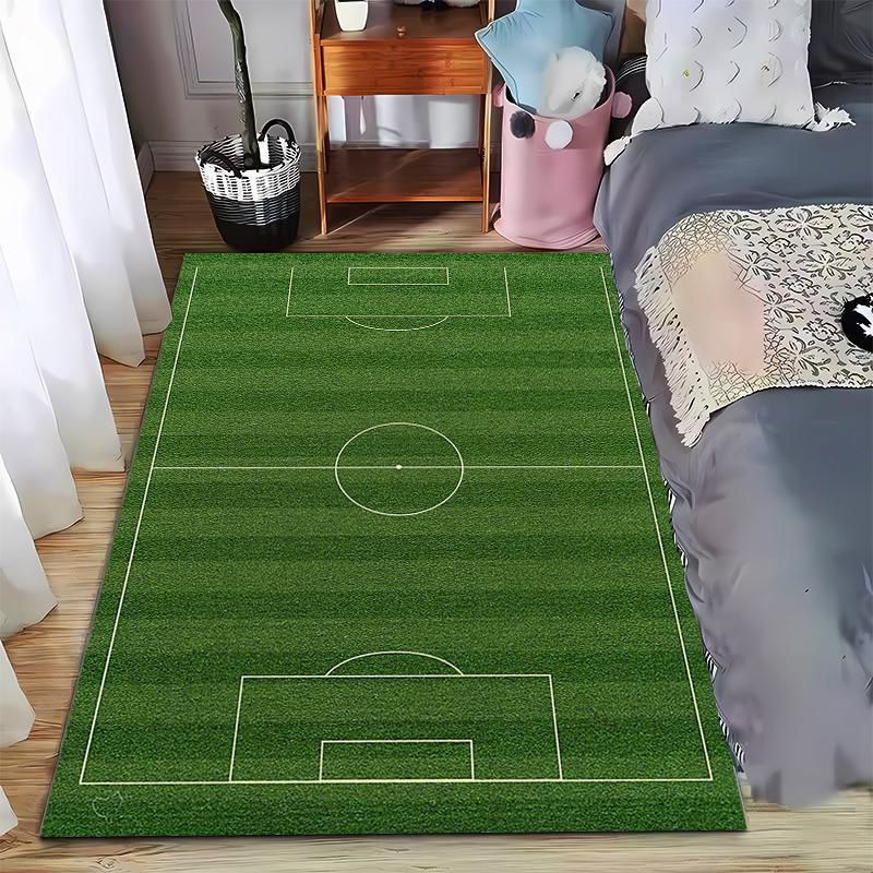 Soccer Field Design Carpet for Living Room or Bedroom Decor Green Rug Suitable for use as an anti-slip for living room bedroom sofas