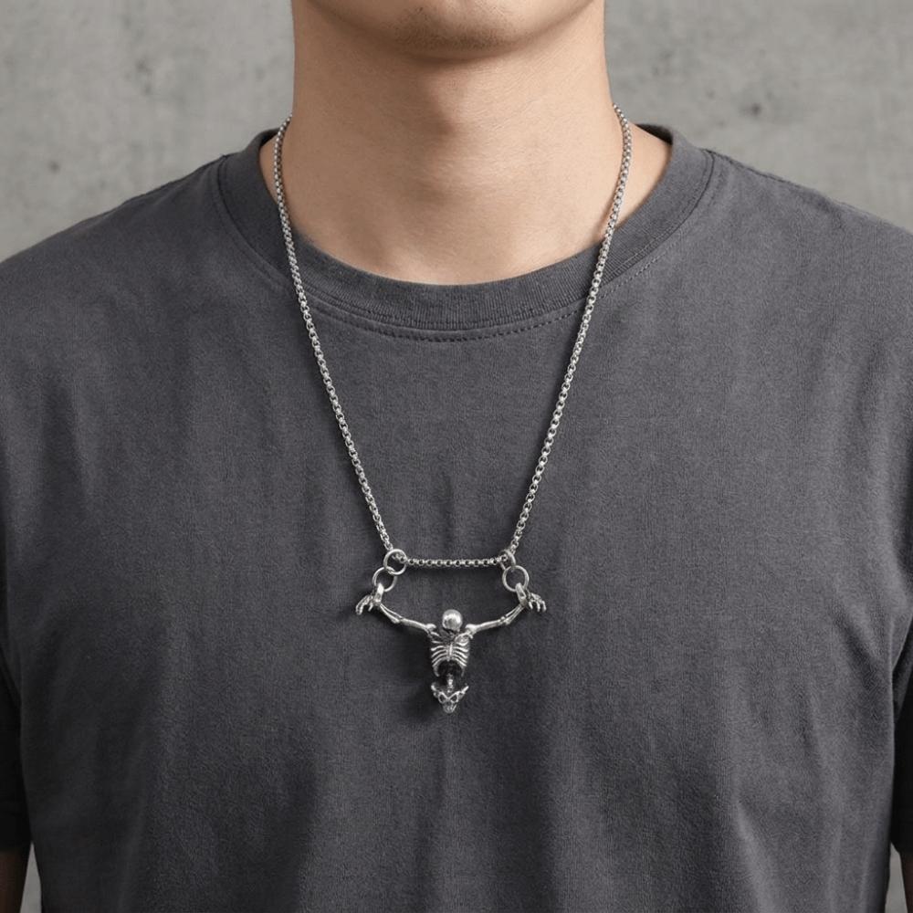 Hip Hop Skull Head Pendent Zinc Zinc Alloy Clavicle Chain Retro Men Necklace Women