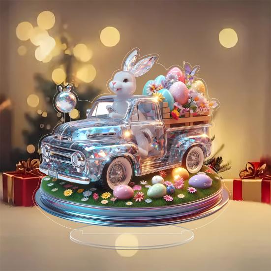 Пасхальное яйцо Кролик Орнамент 2D Плоское Акриловое Украшение Мультяшный Кролик Цветное Яйцо