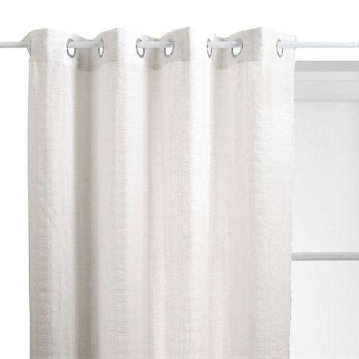 Voilage "Noa" motif rayures plissées tamisant 140 x 240 cm Atmosphera - Blanc