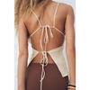 Summer New Product Women's Clothes Vacation Style Pleated Design Fashion Stretch Straight Collar Open Back Tops 5039351