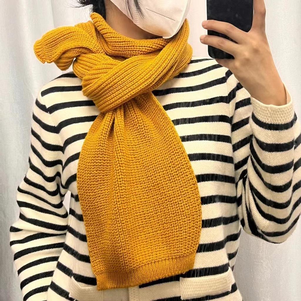 Winter Korean Solid Color Couple Imitation Cashmere Knitted Thickened Warm Wool Student Scarf for Women Dual Use Versatile Solid Color