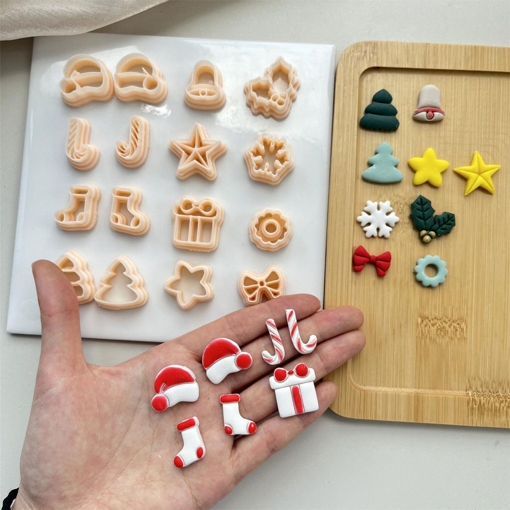 Рождественские глиняные банты, глиняные формы для резки, елочные глиняные серьги, декоративные формы для изготовления ювелирных изделий