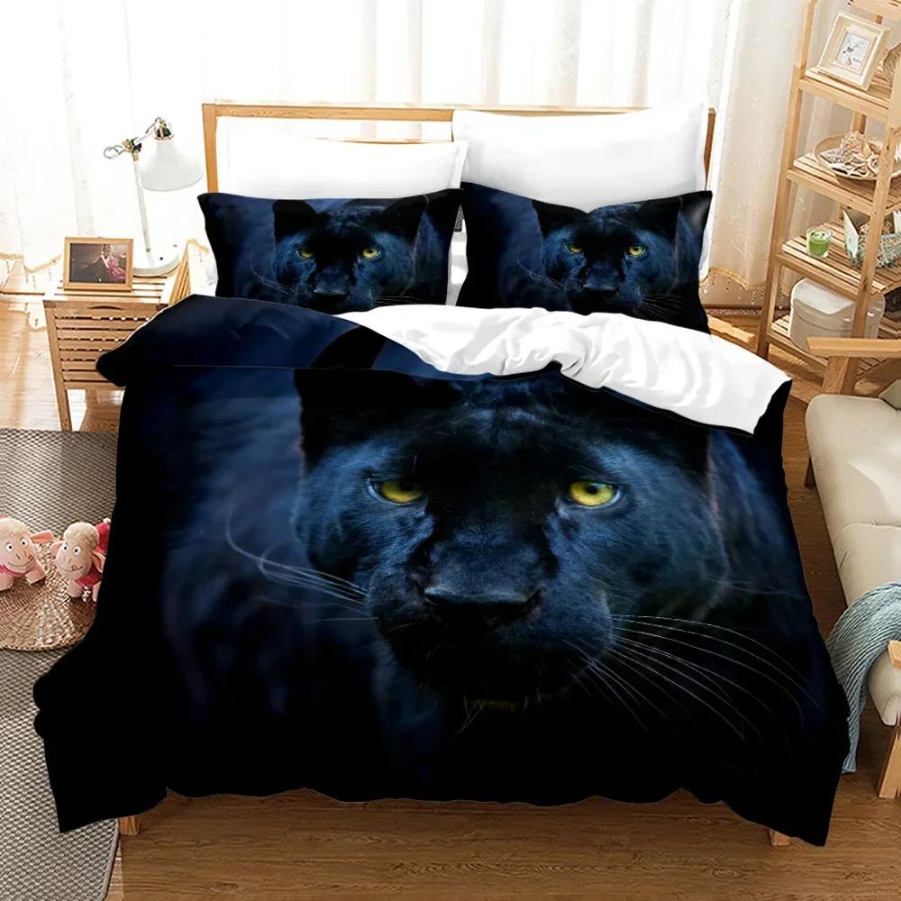 Leopard Black Panther Comfortable Duvet Quilt Cover Pillowcase Bedding Set Children Bedroom Decoration Home Textile