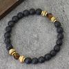 Новый браслет из натурального камня оникса и тигрового глаза для мужчин и женщин, латунные деревянные бусины, браслет-подвеска для пары, 8 мм, бисерный браслет, Pulsera
