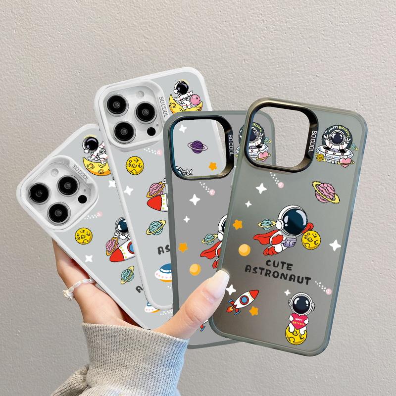 Рождественский лазерный чехол для телефона с астронавтом для iPhone 15 14 Pro Max 13 12 11 Samsung S23 S22 Ultra A54 A53 Противоударный задний чехол с рисунком оленя и Санта-Клауса