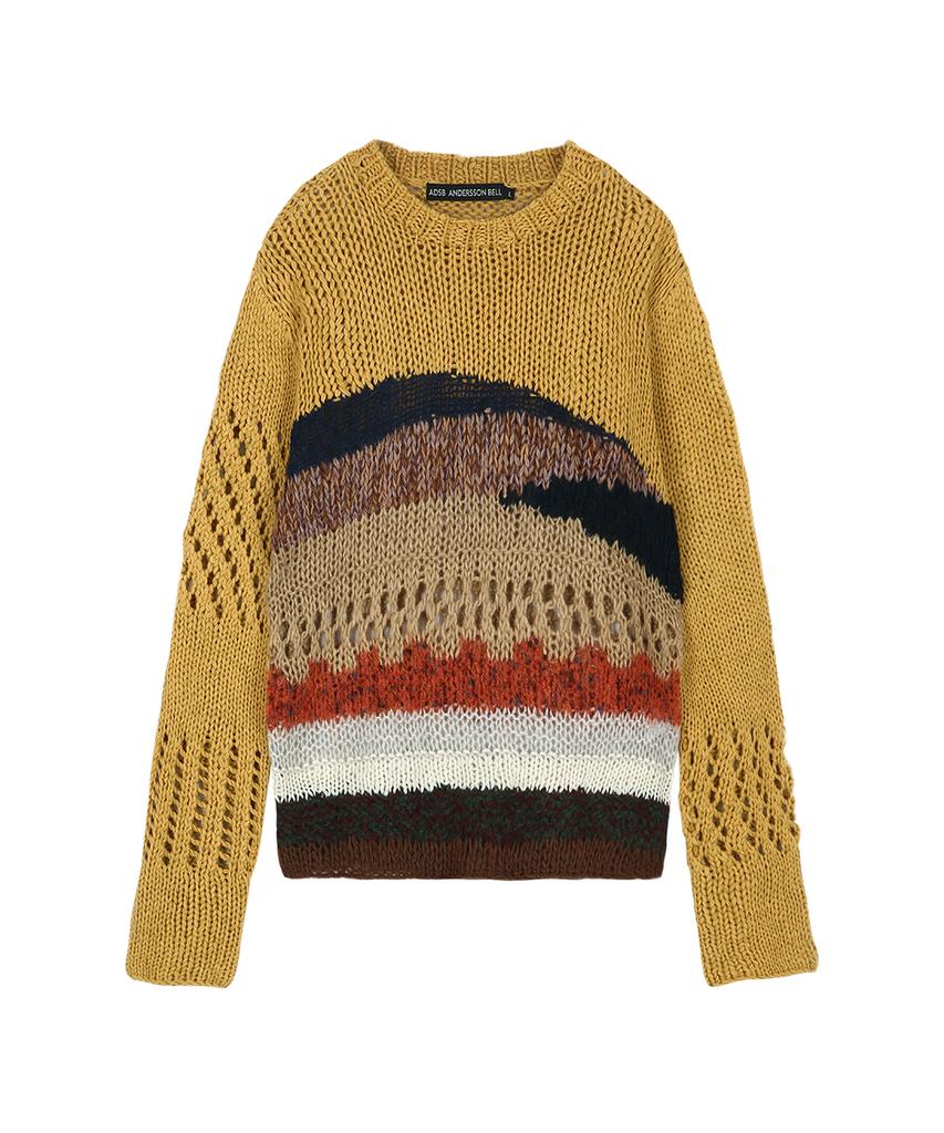 ADSB ANDERSSON BELL Yellow Hand-Crocheted Crew-Neck Sweater Atb1550M(Yellow)