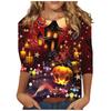 Женский осенний пуловер, модные повседневные футболки с круглым вырезом, 3D-принт на Хэллоуин, длинный рукав, тыквенная футболка для женщин