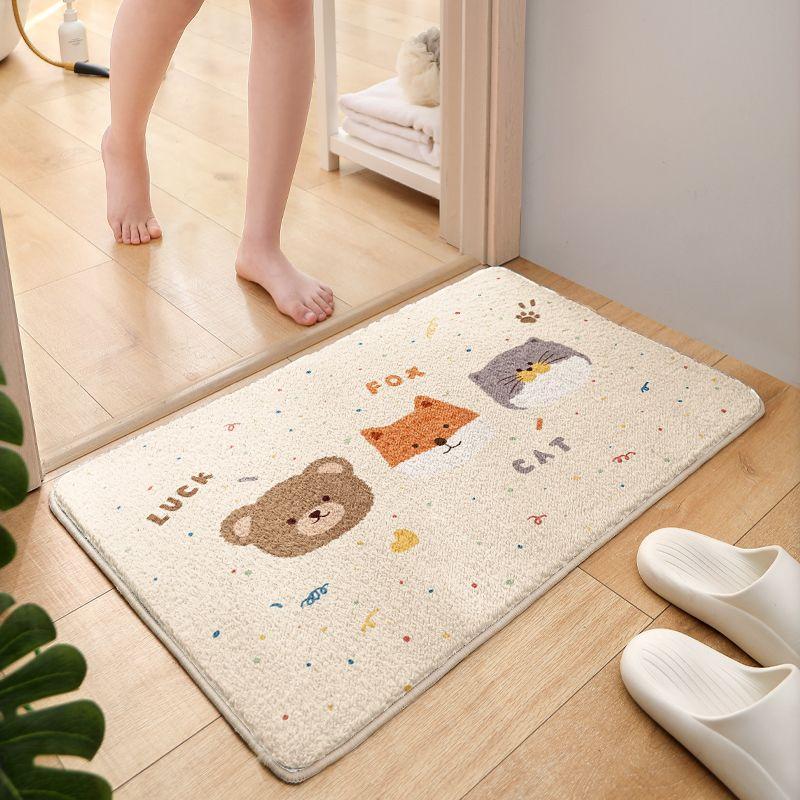 Bathroom Absorbent Floor Mat, Toilet Door Dirt-resistant Non-slip Foot Mat, Bathroom Carpet Cartoon Bedroom Household Floor Mat