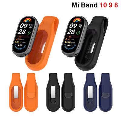 Силиконовый чехол-клипса для хранения для серии Mi band 8/9/10, спортивный защитный чехол с металлической застежкой-клипсой, чехол для умного браслета xiaomi 10 9