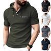 Летняя новая повседневная мужская рубашка с короткими рукавами и капюшоном, воротником-стойкой