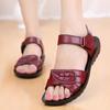 Summer New Fashion Woman Sandals Mother Large Size Flat Leather Sandals Slip Comfort Elderly Soft Bottom Sandals 2024
