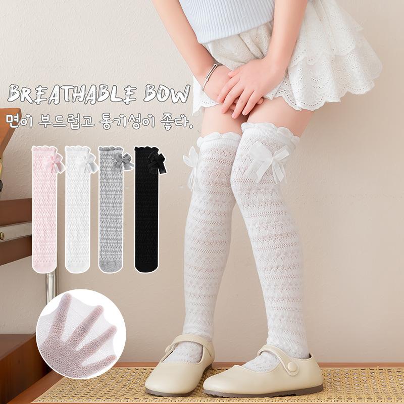 Baby Girls Stockings Bowknot Long Boot Socks Stockings Summer Thin Breathable Fashion Socks Over Calf Socks Over Knee Stockings For Teen Girl Korean