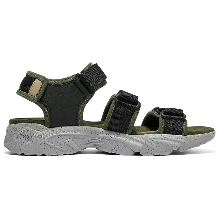 Skechers Сандалии Stamina Легкие Нескользящие Сандалии на Липучке Мужские Сандалии Зеленый Черный 237197-OLBK