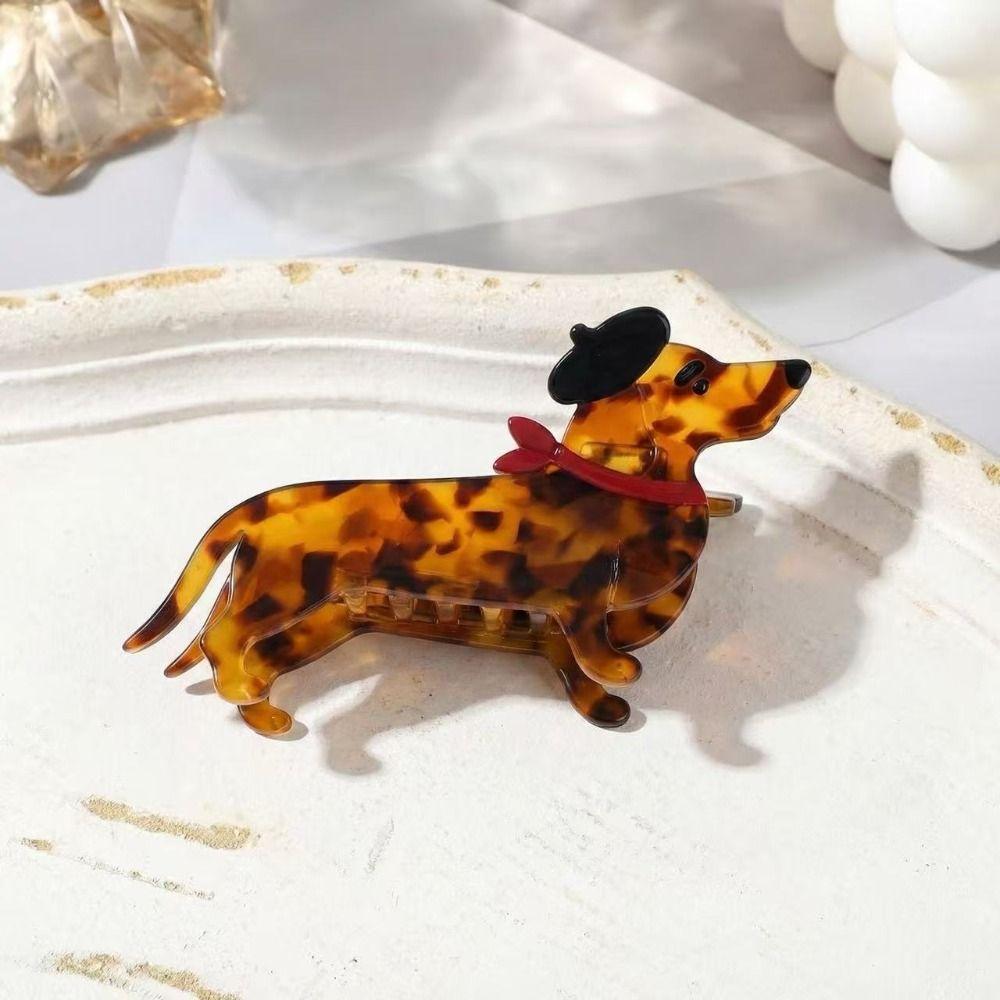 Acetic Acid Sausage Dog Hair Clip Large Cartoon Hairpin Fashion Dachshund Hair Claw  Streetwear