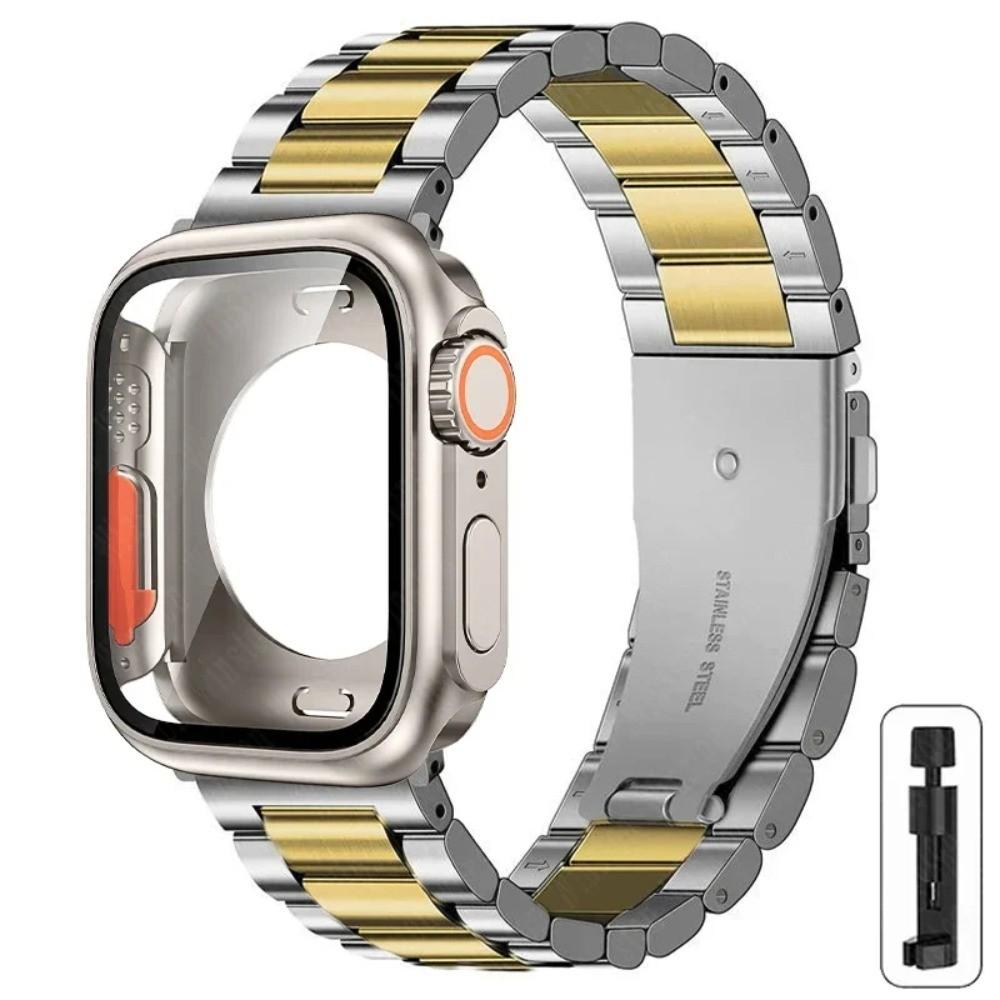 Ремешок + чехол для Apple Watch 11 10 42 мм 46 мм 9 8 7 41 мм 45 мм Металлический ремешок Корпус из поликарбоната для iWatch Series 6 5 4 SE 40 мм 44 мм