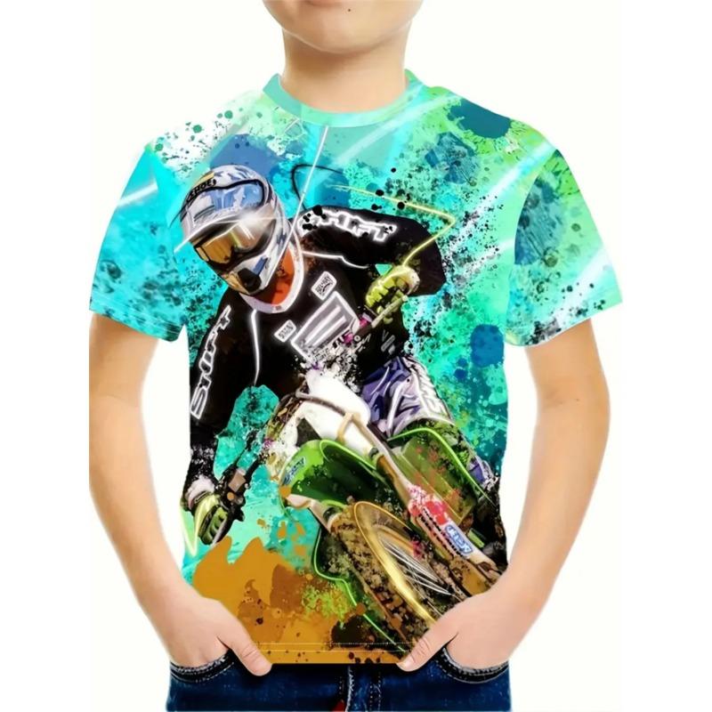 2025 Детская одежда Машина 3D-принт Футболка для мальчика Графические футболки Короткий рукав Одежда для девочек Повседневный Круглый вырез Детский топ