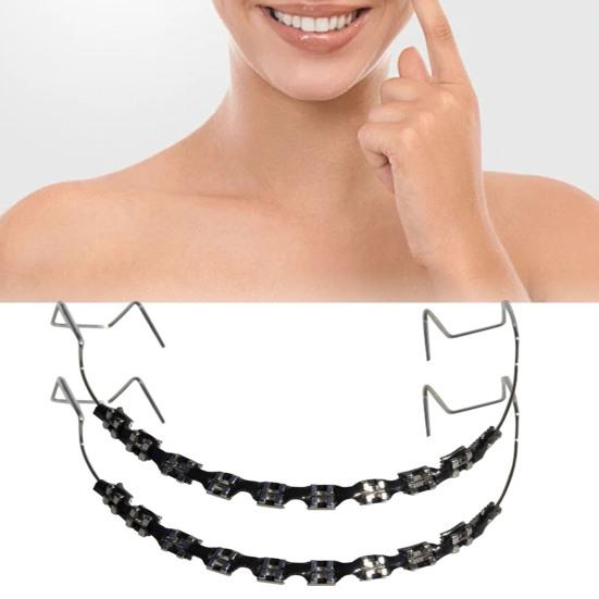 Temporary Tooth Decoration with Metal Wires Brackets Orthodontic Ligatures Orthodontists Explain Dental Students Practice Props