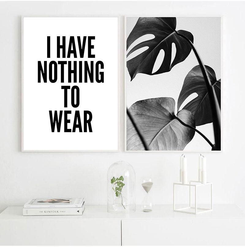 Canvas Painting Home Decor Nordic Black White Heart Palm Leaf Feather Pictures Prints Wall Art Poster For Living Room Modular No Frame