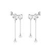 Sway Earrings Leave It On Ladies Second Piercing S925 Silver Compatible with Metal Allergies Smaller Both Ears Cute Flower Chen Earrings (Silver)