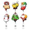2024 Cute Christmas Tree & Santa Claus Retractable Pull Badge Reel ID Lanyard Name Tag Card Badge Holder Reels For Gift