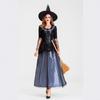 Halloween Masquerade Party Party Lace Mesh Blue Black Dress Witch Costume