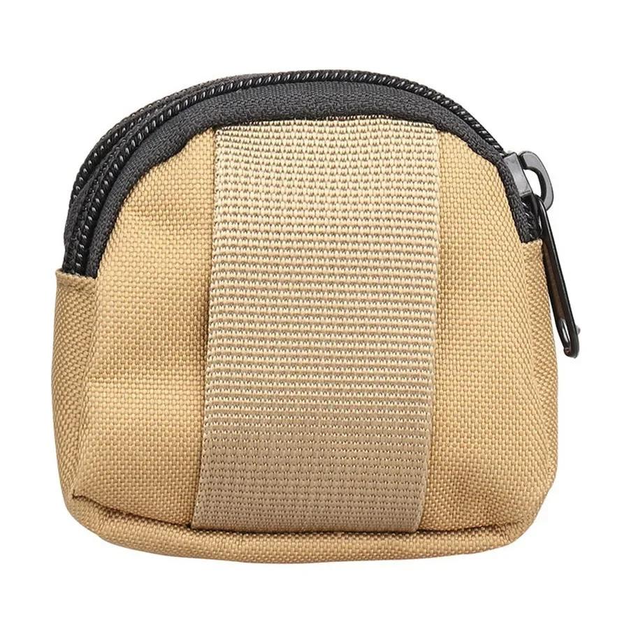 Nylon Double Zipper Pocket Coin Purse Men Tactical Molle Pouch Lightweight Outdoor Small Card Holder Keys Storage Belt Waist Bag