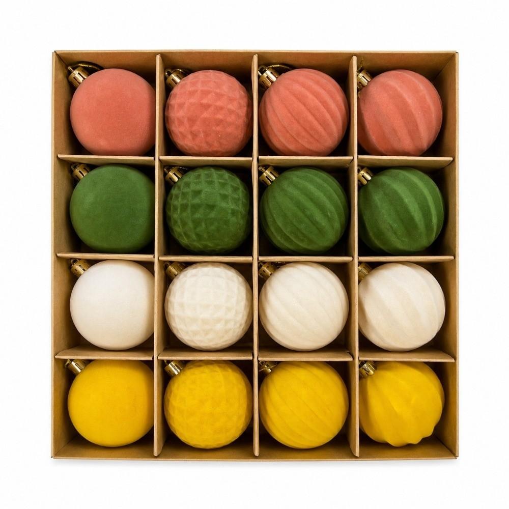 Shatterproof Plastic Velvet Christmas Balls Multi Texture Multi Texture Baubles Home Aesthetic