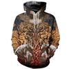 Fashion Men's Hoodies Forest Camouflage Animal Elk Wild Boar Pattern Spring And Autumn Style Street Trend Casual Loose Oversized