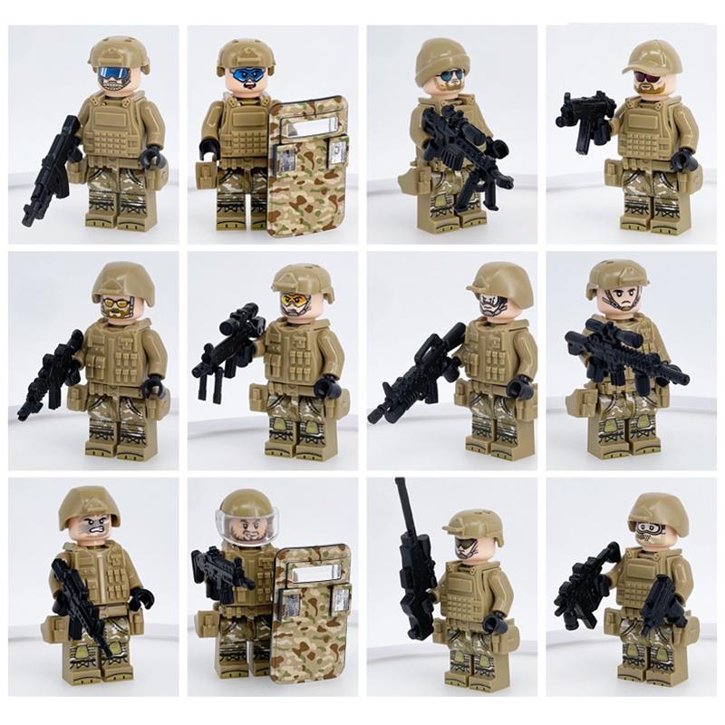 Mini Puzzle Game Set 8 Special Forces Action Figures With Removable Joints And Weapons