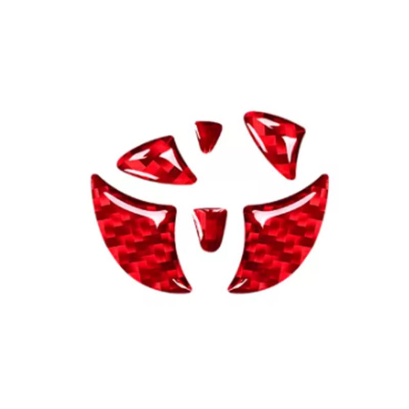 New For Toyota Corolla Rav4 CHR Auris Camry Prius Yaris RedCarbon Fiber Car Steering Wheel Emblem Badge Sticker Glue Trim Decals